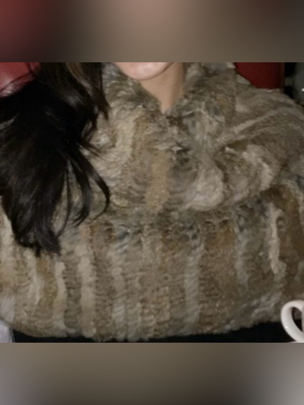 Love Token brown 100% Real Rabbit Fur wrap/collar. Size XS. Worn once